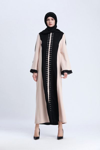 

designer women dress brand luxury muslim brand new muslim long skirt stitching lace robes national style designer women's dress, Black;gray