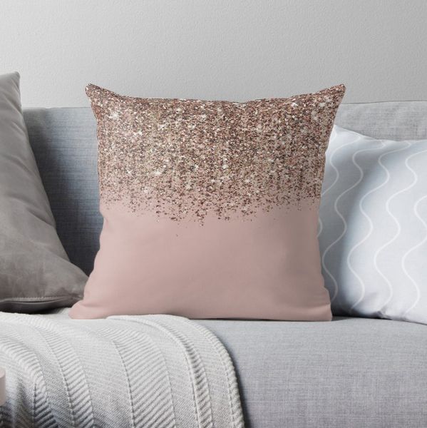 

blush pink rose gold bronze cascading glitter pillow covers cases pattern nordic cover cushion pillowcase square print pillow case