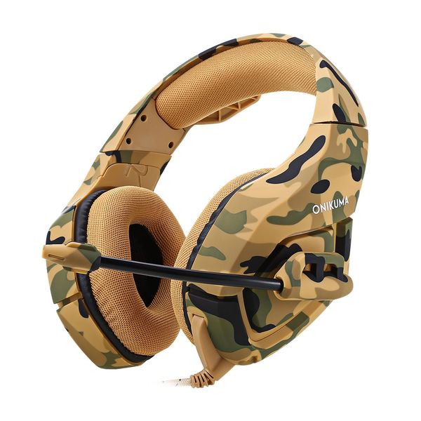 

onikuma k1 stereo gaming headset 2.2m cable camouflage appearance bass over-ear headphones with mic for computer game