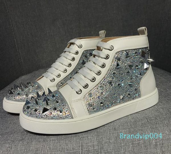 

red bottoms fashion boots brand studded spikes flats shoes red bottom shoes for men and women party lovers genuine leather sneakers, Black