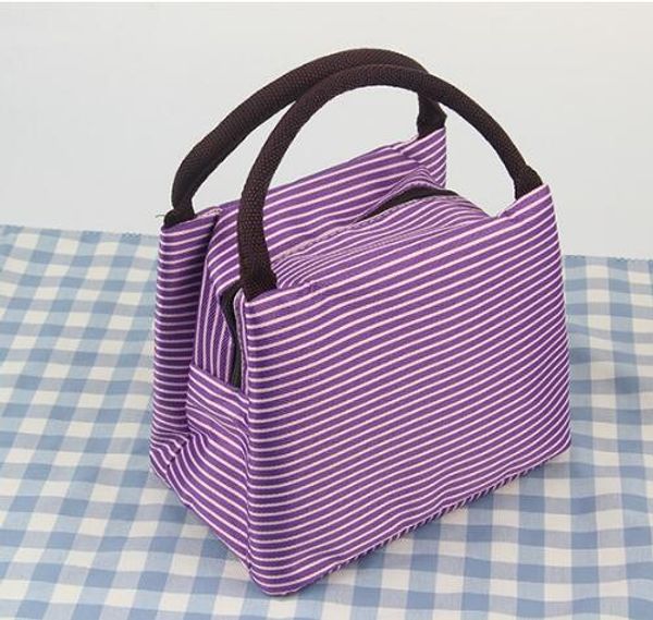 

8styles striped lunch bag protable thermal insulated campus food bags pouch tote waterproof picnic storage box containers gga3241