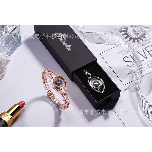 

new bracelet watch spot boutique fashion alloy diamond set watch tiktok bracelet womens watch, Slivery;brown