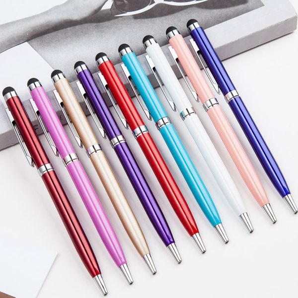 

new arrival metal touch pen touch screen ballpoint pens for mobile phone mixed colors, Blue;orange