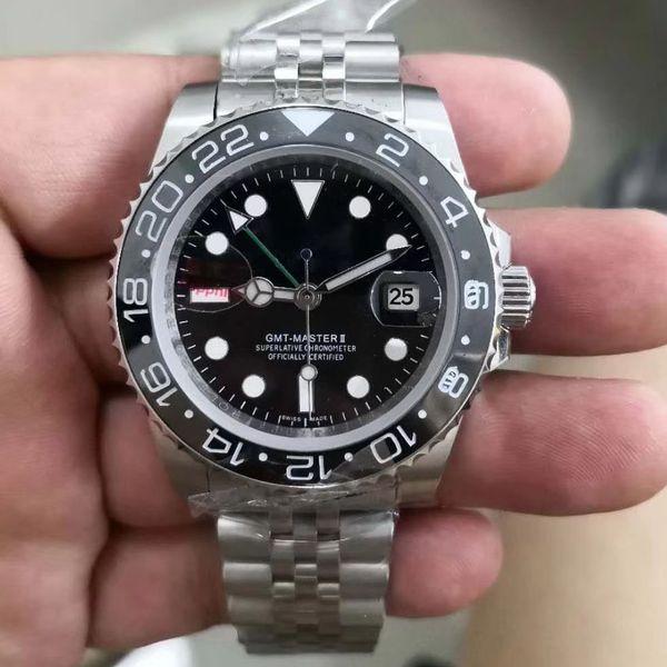 

12 types quality automatic watches silver gmt ii ceramic bezel sapphire glass men watch 316 staiinless luxury watch, Slivery;brown