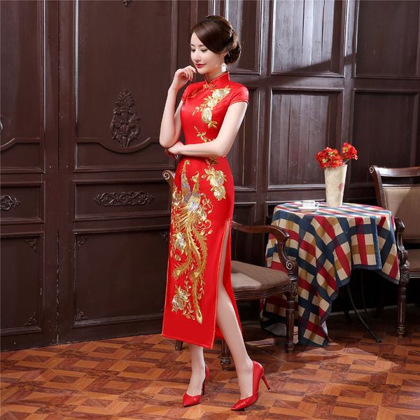

shanghai story phoenix embroidery oriental styled dresses qipao women traditional dress chinese cheongsam long chinese dress red