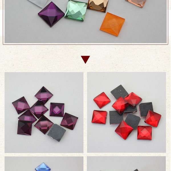 

2000 шт плоский назад gems квадратных кристалл стразы 6 размеры (8 мм) для crafts nail art face одежда обувь сумки diy (paradise shine, Black