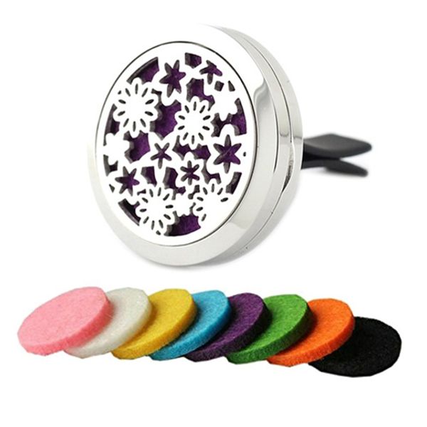 

office&car perfume essential oil diffuser locket with vent clip stainless 316 steel 30mm snowflake