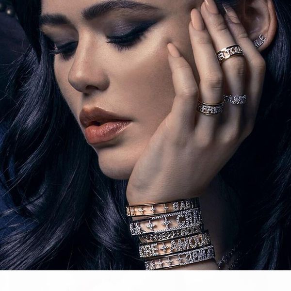 

женщины письма любви сумасшедшей браслет ретро rhinestone открытый подарок браслет для любви подруга мода дизайн ювелирные аксессуары, Black