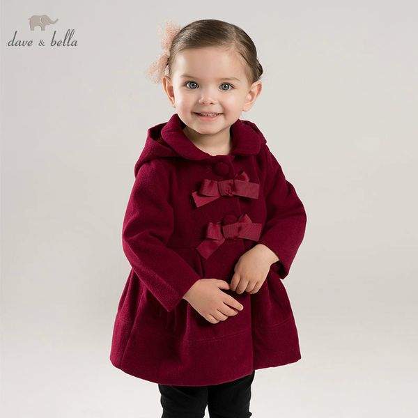 

dba7893 dave bella autumn winter baby lolita girls hooded jacket children coat infant toddler with bows outerwear, Blue;gray