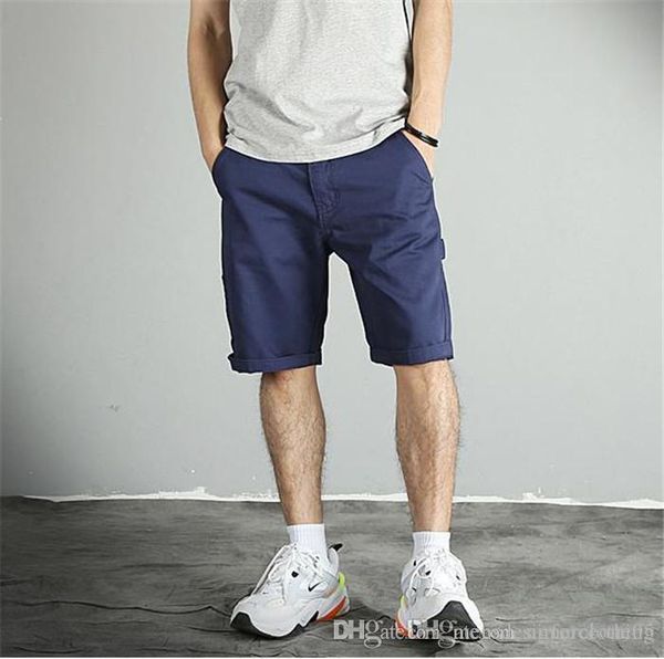 

летние мужские шорты карго свободные молнии длиной до колен короткие брюки с карманами, White;black