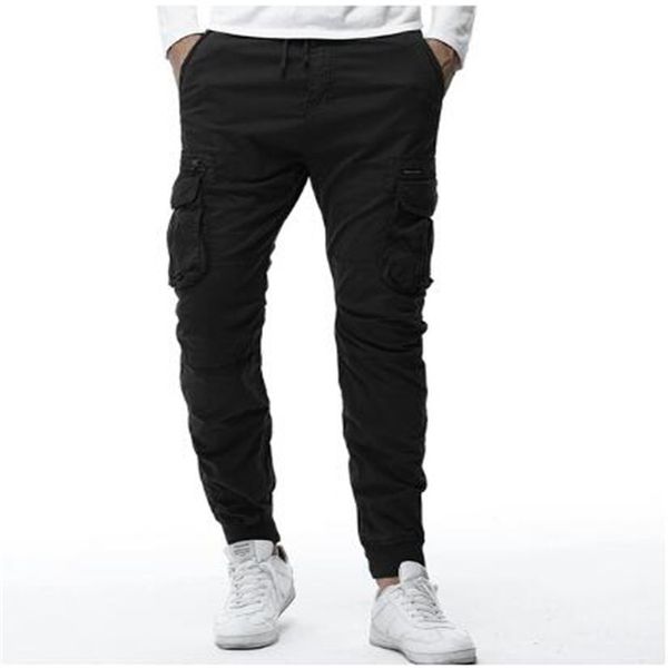 

2020 mens camouflage tactical cargo pants men joggers casual cotton pants hip hop ribbon male army trousers, Black