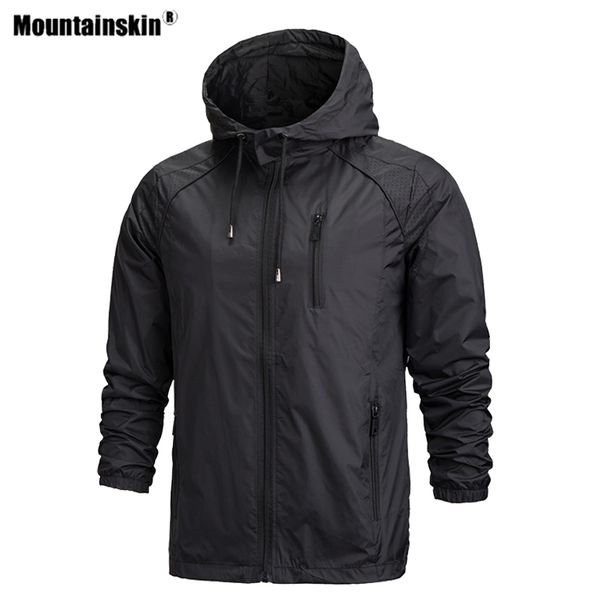 

mountainskin men's hiking hooded jackets outdoor sport thin hoodie windbreaker camping climbing trekking fishing male coat va483, Blue;black