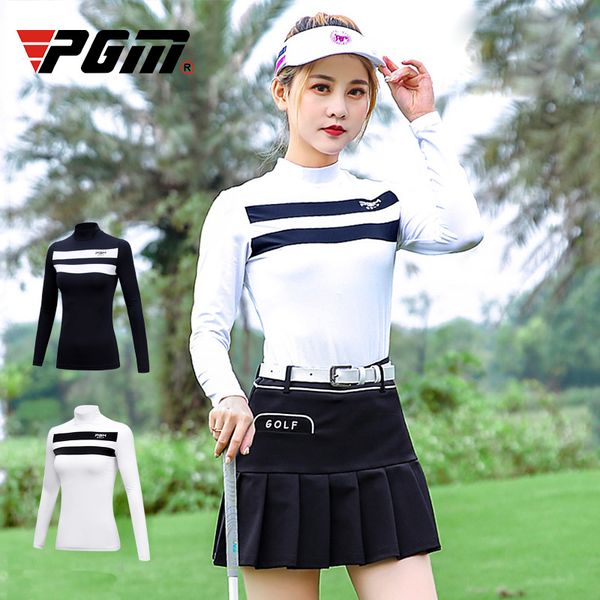 

autumn golf clothing women's long sleeve shirts breathable sunscreen striped bottoming slim fit golf apparel, Black;blue