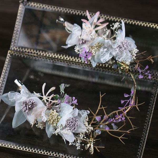 

new handmade colorful flower hairbands headdress bridal tiara bridal hair accessories, Golden;white