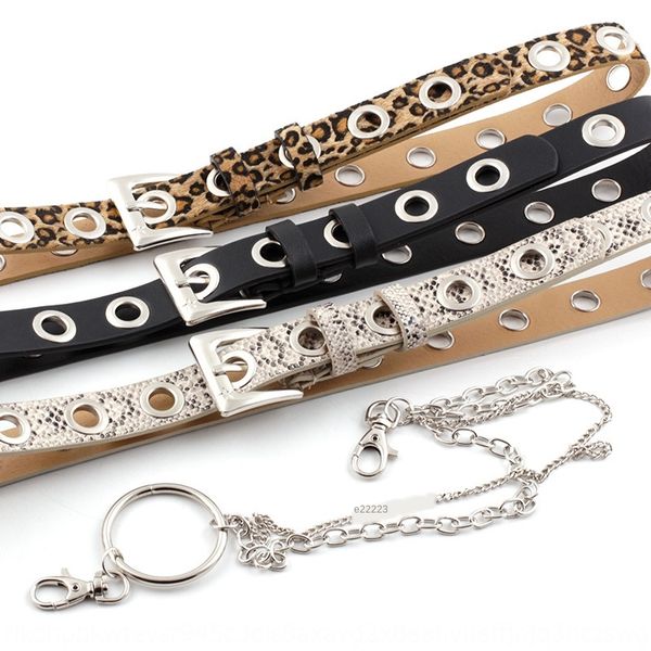 

rock hip-hop punk style rock ring chain full hole female pu hip-hop ring chain full hole belt female concave shape decorative belt, Black;brown