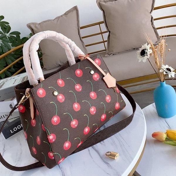 

designer handbags purses checkered tote shoulder bags with inner pouch leather cherry pattern handbag designer bag wallet
