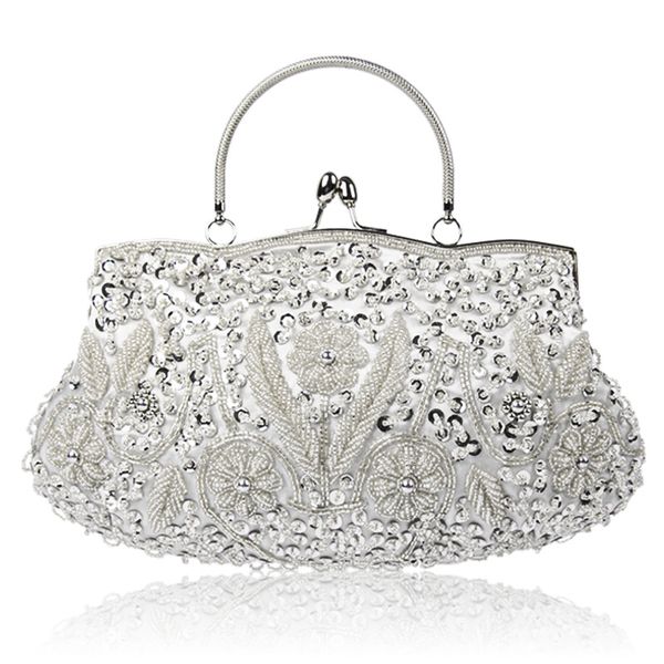 

vintage handmade handbag pearl embroidery dress bag