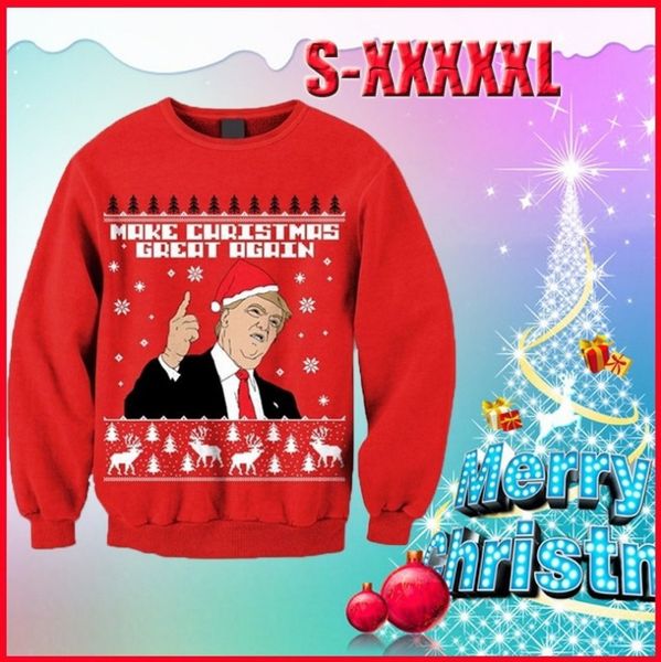 

мужская женская толстовка с капюшоном с капюшоном с надписью make chrismas great again pritting с длинным рукавом с круглым вырезом повседне, Black