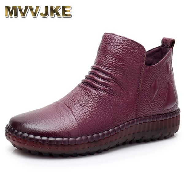 

mvvjke fashion autum flat boots genuine leather ankle shoes vintage casual shoes brand design retro handmade women boot e006, Black