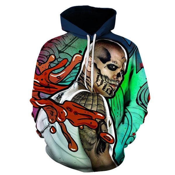 

clown 3d hoodies sweatshirts men women pullover style hip hop rock sweatshirt gothic horror cool men's long sleeve pullover, Black
