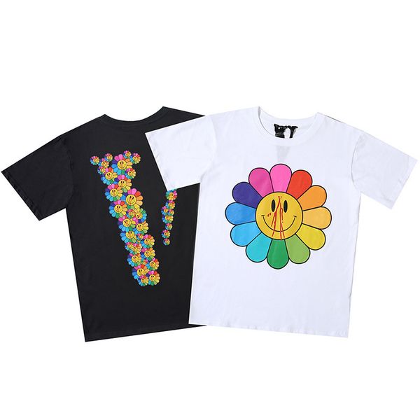 

mens designer t shirt summer fashion sunflower series popular loose versatile short-sleeved t-shirt for men and women, White;black