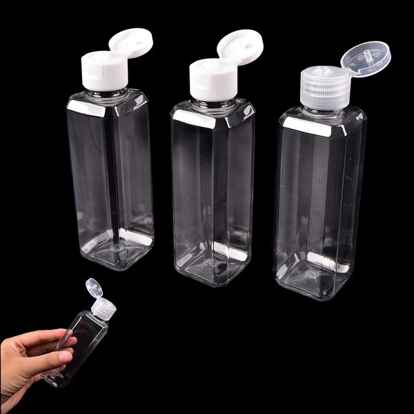 

cute 100ml clear flip cap refillable bottle transparent small simple empty bottles container makeup liquid cosmetic jar