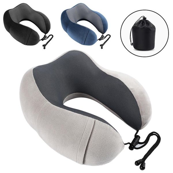

u shaped memory cotton pillow with storage bag neck cushion rebound travel pillow airplane neck support for relieving stress