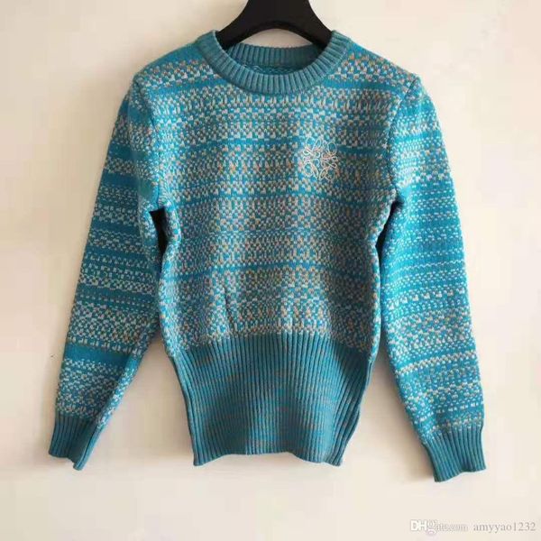 

829 2019 осень бренд же стиль свитер пуловер полосатый круглый вырез письмо с длинным рукавом женская одежда цянь, White