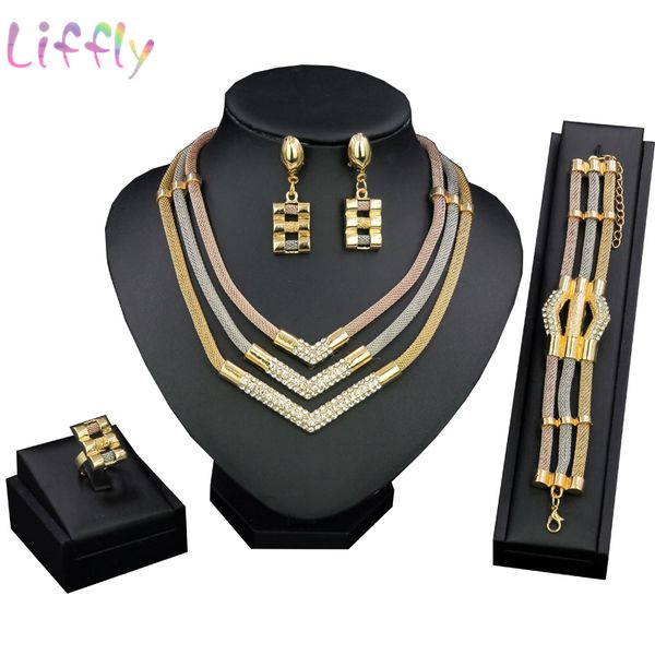 

new african jewelry sets nigeria bridal necklace earrings ring bracelet charm women wedding party jewellery sets, Silver