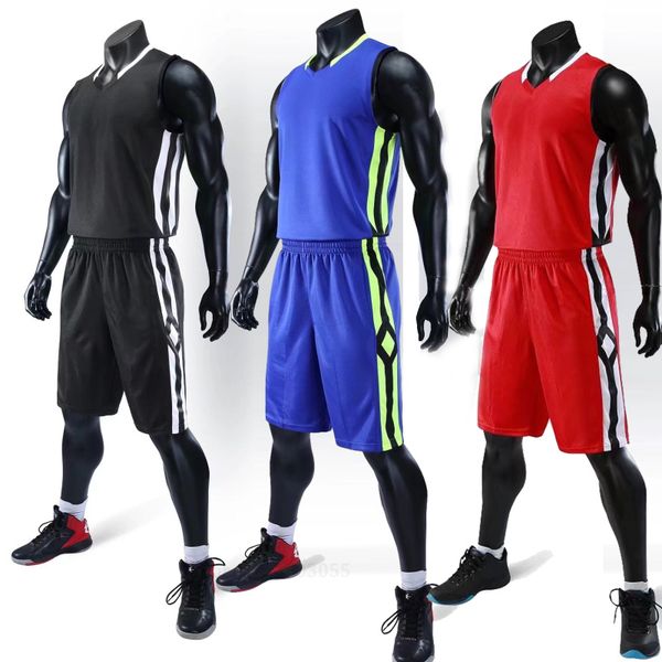 

2020 basketball set uniforms kits youth basketball uniforms set shirt and shorts college basketball jerseys diy, Black