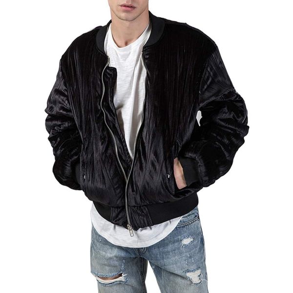 

new hiphop clamping cotton kanye west oversize men fashion velvet distressed bombers ma-1 zipper jacket coat outerwear, Black;brown
