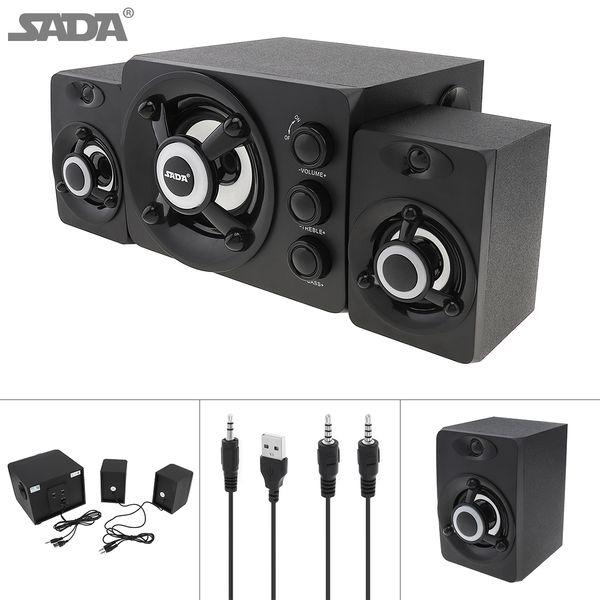 

SADA D-208 2,1 Мини черного 3W Деревянного 3D Surround Sound Subwoofer Музыка USB компьютер дикторы с л