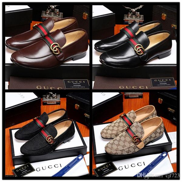 

19ss italian luxurious brand genuine leather loafers men business slip-on dress oxford men chaussure homme marque men wedding party shoes, Black