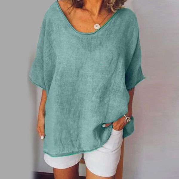 

2019 new ladies blouse shirts beach summer baggy tunic fashion solid womens, White