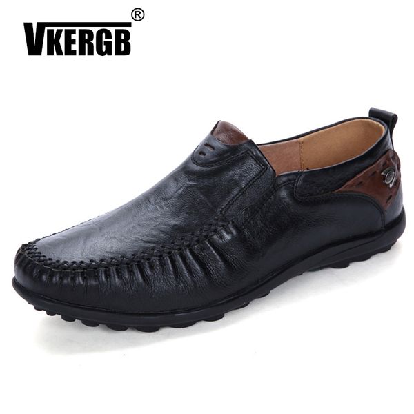 

vkergb big size 47 quality leather shoes men flats handmade moccasins shoes comfortable men casual shoe sneakers outdoor loafers, Black