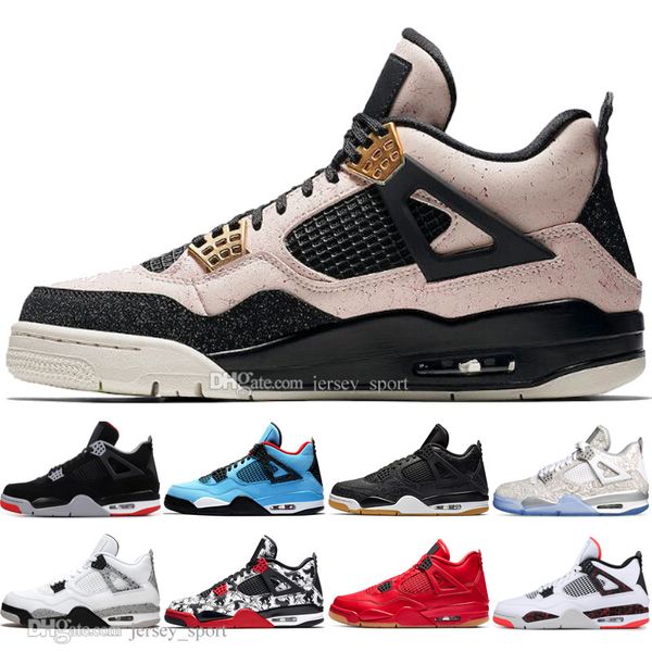 

new bred 4 4s what the cactus jack laser wings mens basketball shoes denim blue eminem pale citron men sports designer sneakers, White;red