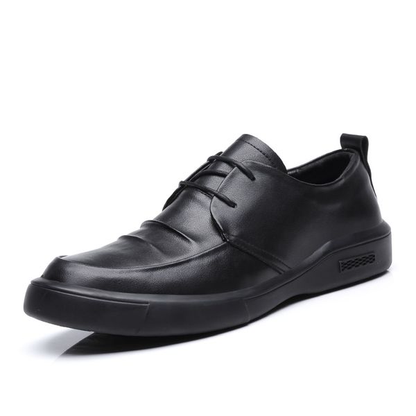 

new fashion men genuine leather shoes lace up anti slip heels casual footwear for male size 39-44 oxfords men casual shoes %0021, Black
