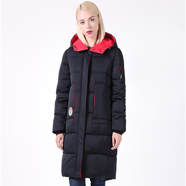 

2019 new winter women coat thick winter jacket below knee length warm coat with hood plus size long parka bio outerwear, Tan;black