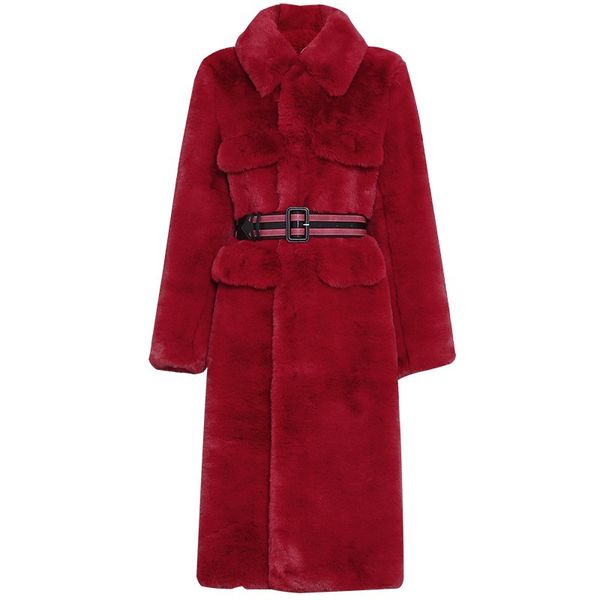 De De Acheter Manteau Chaud De Cheveux Dame Faux Manteau De Femmes Fourrure D'hiver Fourrure Vison Lapin Manteau Longue Slim Fourrure De De De Rouge 7IbgymvYf6
