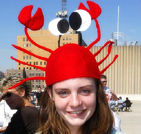 Red Crab Hat Дети Взрослый Фестиваль Лобстеров Шляпа Реквизит Company Party Смешные Головные Уборы Рождество Hat Y34