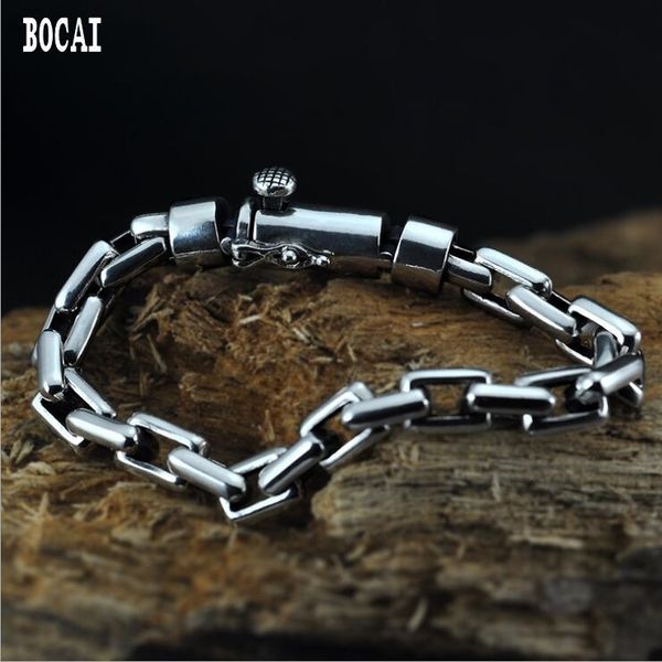 

100% real 925 silver bracelet male simple couple personality trend thai silver fashion vintage, Black