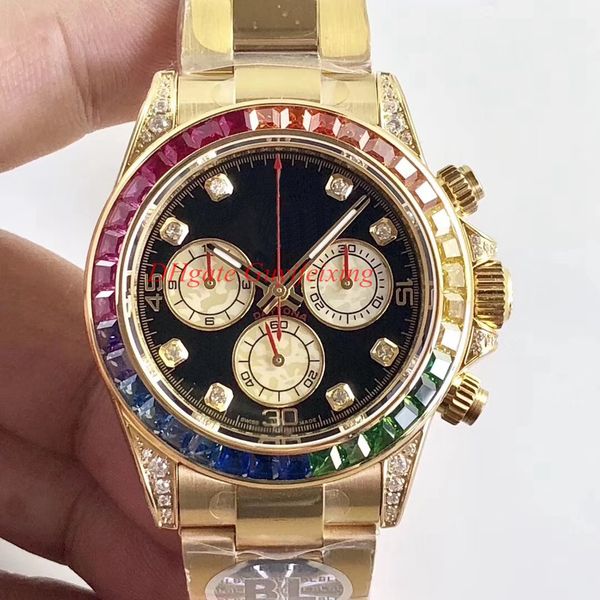 3 estilos designer assistir masculino de alta qualidade Relógios 4130 CRONOGRAGO DE MOVIMENTO 40MM MMM Cosmógrafo 116599 116598 116595 Man RBOW Diamond Bezel Vintage Wristwatch