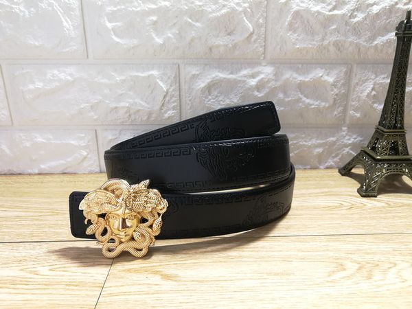 

Best quality designer Medusa head fashion Men's Business Waist Belts Automatic buckle Genuine Leather belts For Men 105-125cm free shipping