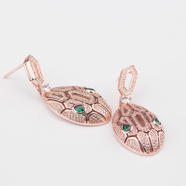 

snake head hanging earring women diamond animal gem earrings party wedding gift accessories, Golden