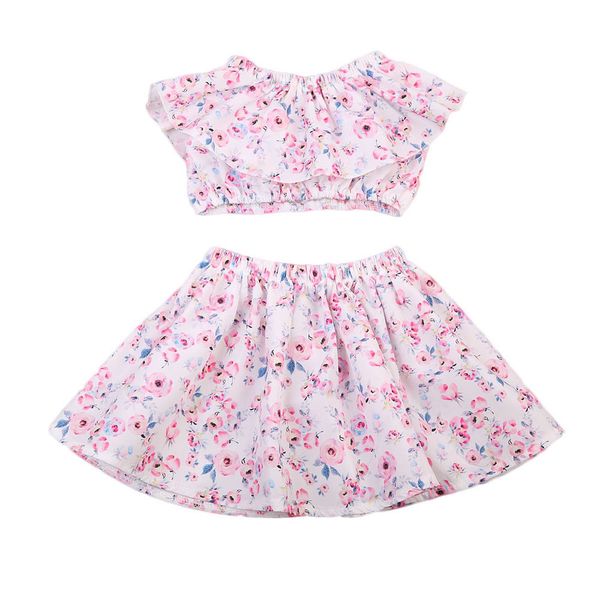 

Emmababy Hot arrival Summer Newborn Baby Girls Chiffon Shirt Floral Tops Skirt Dress Outfits Summer Dress Outfits Set