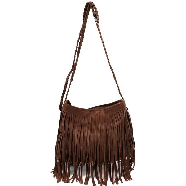

fringe кисточка поддельной замша плечо сумка сумка женщины brown