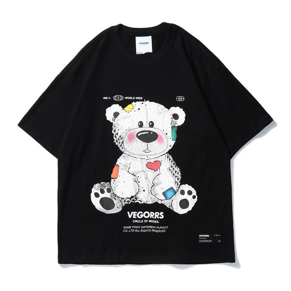 

mens cartoon bear printed t shirts 2020 summer fashion designer white black short sleeve streetwear cotton big size 1168t286