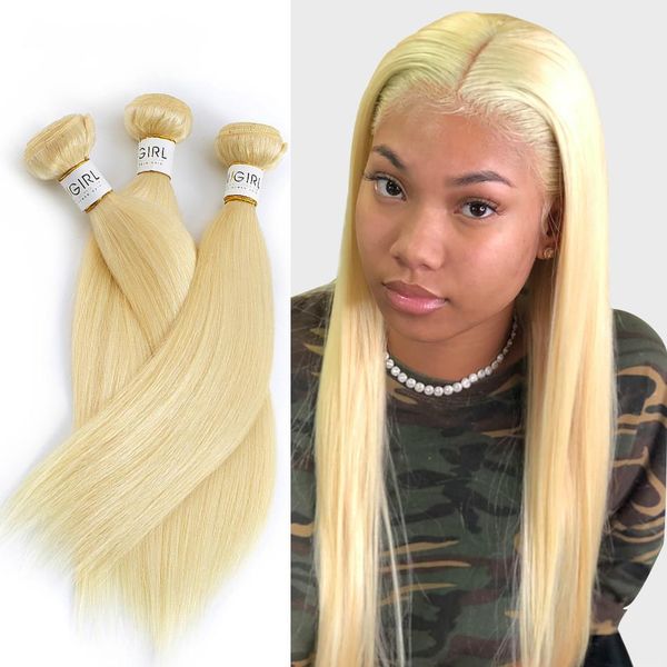 

прямой бразильский волос remy 613 blonde связки weave 3 100% человеческих волос 10-24 дюймов, Black;brown