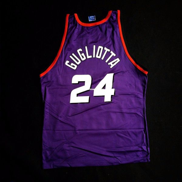 

100% stitched #24 tom gugliotta sewn champion jersey purple mens vest size xs-6xl stitched basketball jerseys ncaa, Black;blue