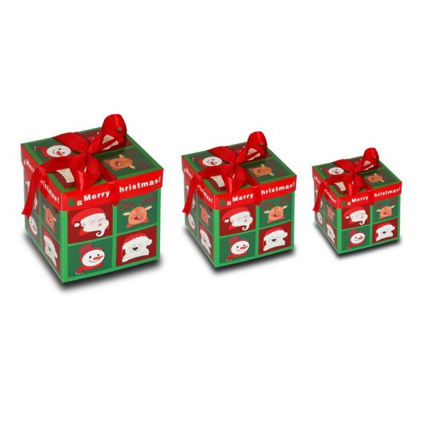 

3pcs/set christmas eve gift box xmas present party favour gift boxes green/red/blue dropshipping